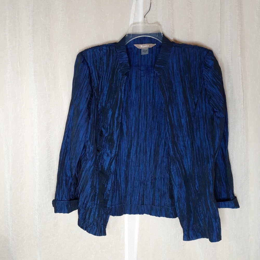 TanJay Women’s Midnight Blue Crinkle Jacket size 12